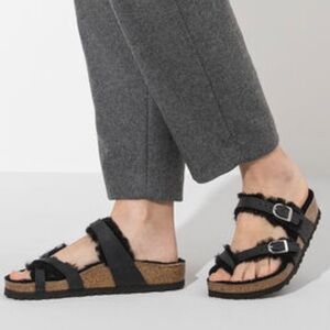 Birkenstock Mayari Shearling Natural Leather Oiled sandals size 7